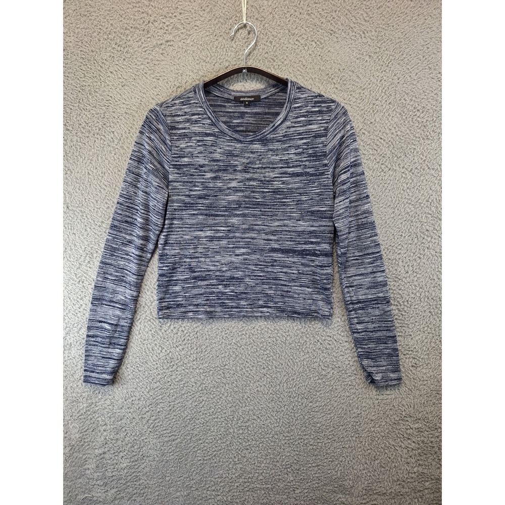 Ambiance‎ Womens Blue Space Dye Long Sleeve Cropped Top Size M Casual Y2K